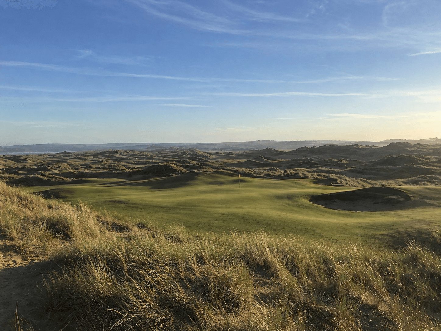 Aerial view of Bandon Dunes oceanfront links and the Pacific coastline