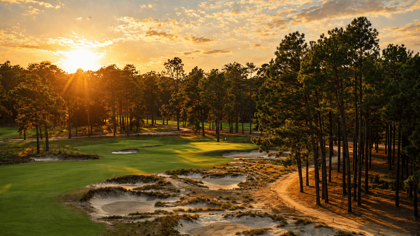 Pinehurst No. 2 fairway lined with longleaf pines