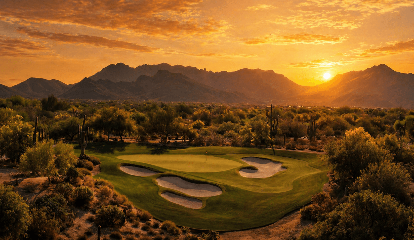 Scottsdale desert golf with mountain backdrop